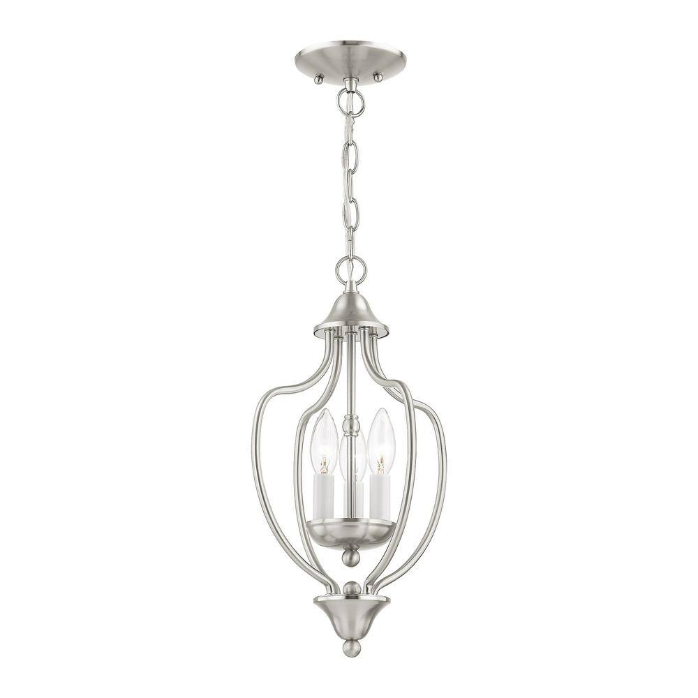 Mini 3-Light Brushed Nickel Pendant with Glass Shades