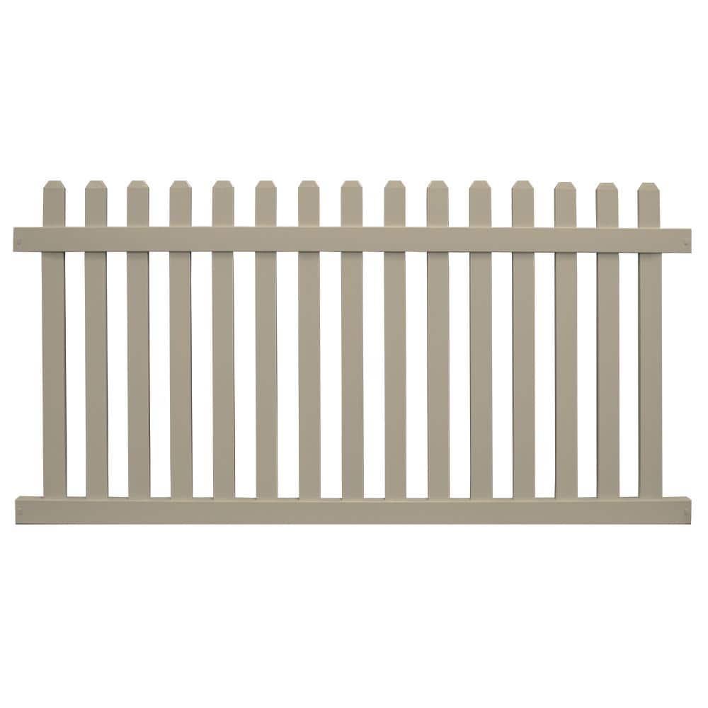 Chelsea 4 ft. H x 8 ft. W Khaki Vinyl Picket Fence Panel Kit price history on PriceWatchPro