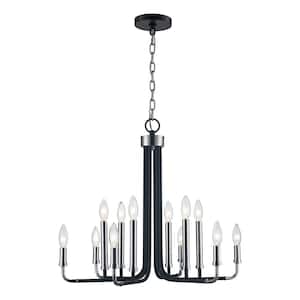 12-Light Black and Chrome Candle Chandelier Light Fixture