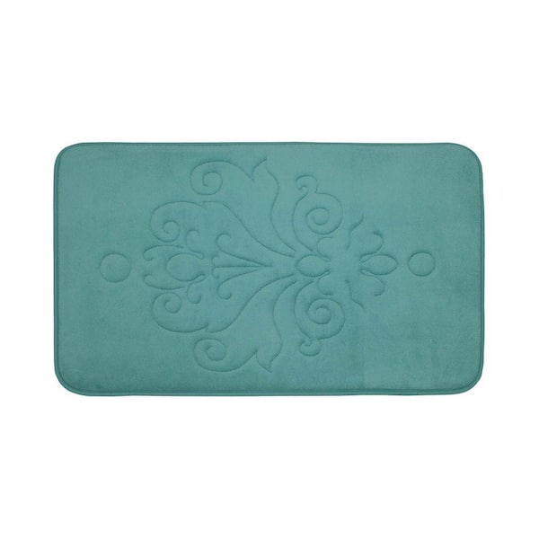 BounceComfort Reve Marine Blue 17 in. x 24 in. Memory Foam Bath Mat
