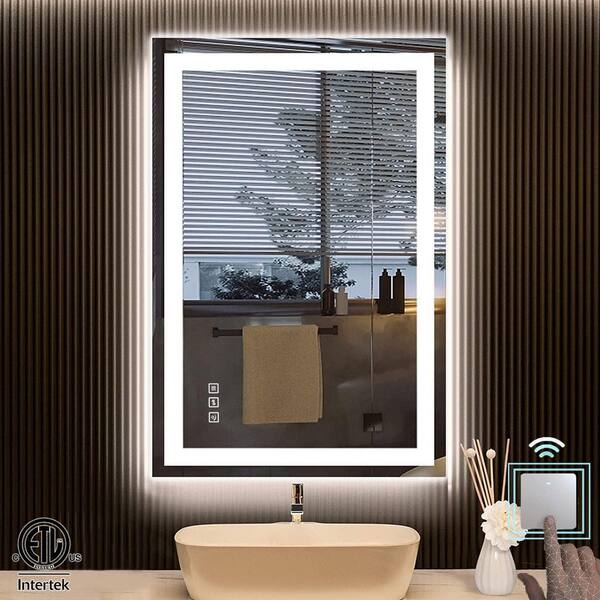 Waterpar Super Bright 24 In W X 36 In H Rectangular Frameless Anti Fog Led Wall Bathroom