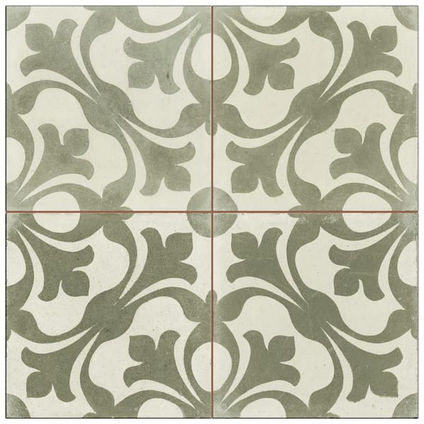 Merola Tile Kings Nouveau Sage 4-2/5 in. x 4-2/5 in. Ceramic Floor and Wall Take Home Tile Sample