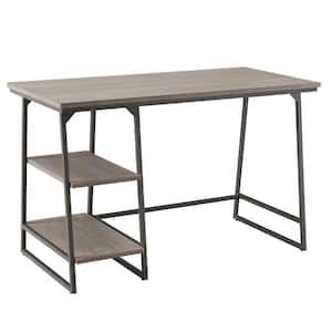 Kona Writing Desk 24 in. W Rectangular Corojo/Gunmetal Gray Laminate Desk with Recessed Lower Storage/Electronics Shelf