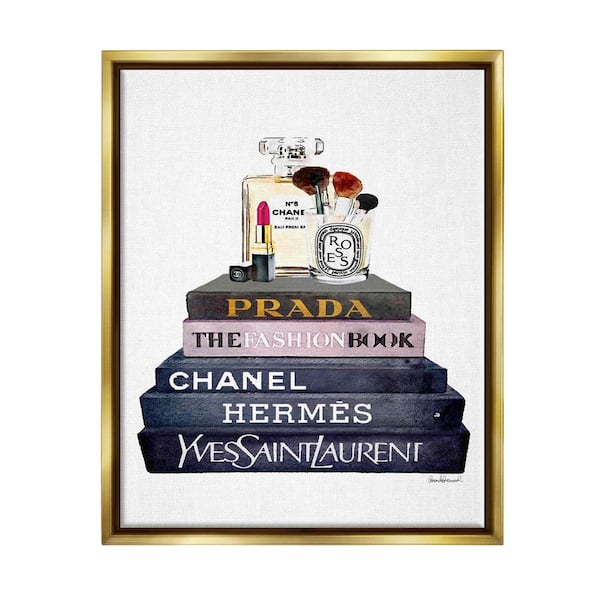 The Stupell Home Decor Collection Glam Fashion Book Set With Makeup by Amanda Greenwood Floater Frame Culture Wall Art Print 25 in. x 31 in.