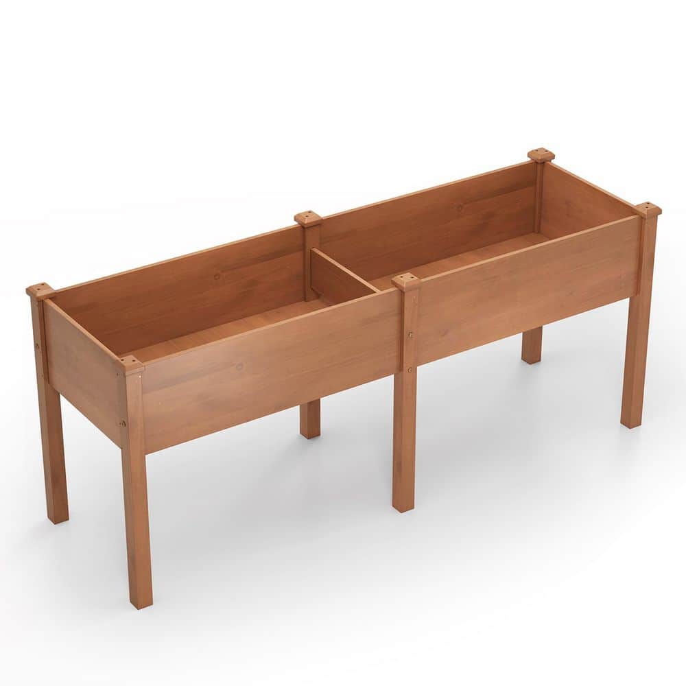 73 in. x 23 in. x 30 in. Wood Large Raised Garden Bed with Drainage Holes and 6 Supporting Legs-Brown price history on PriceWatchPro