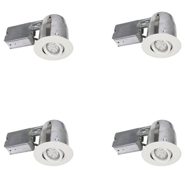 BAZZ 300 Series 4 in. White Recessed LED GU10 Light Fixture Kit (4-Pack)