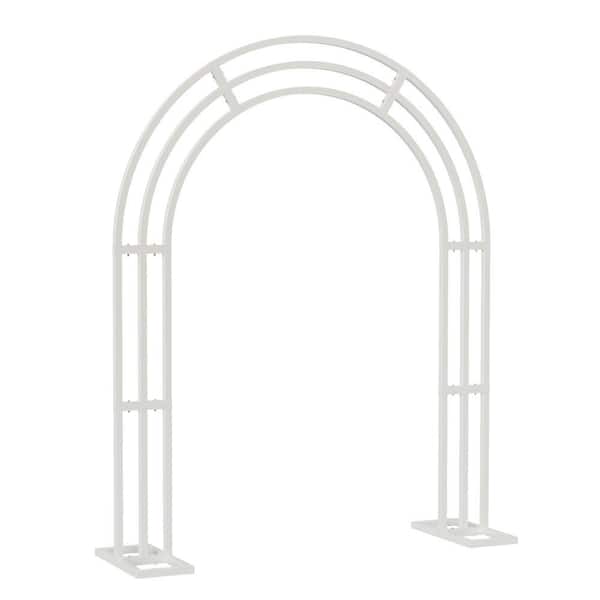 102.3 in. x 78.7 in. Elegant Arch Arbor White Metal Garden Party Wedding Decoration for Climbing Plants Flowers