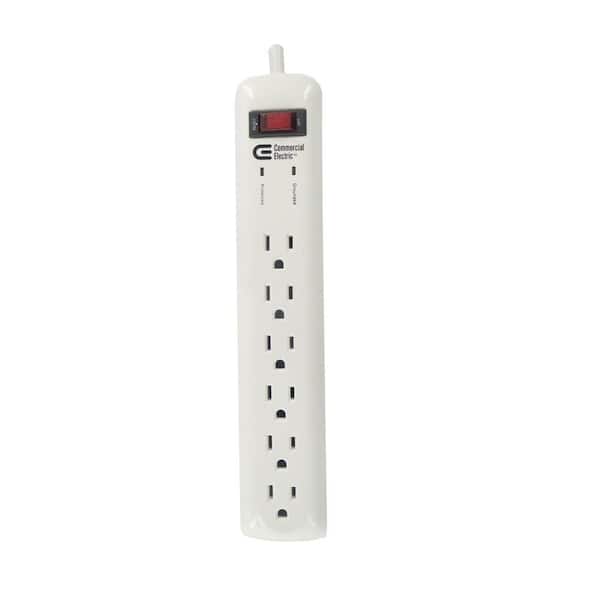 8 ft. 6-Outlet Surge Protector with 45 Degree Flat Angle Plug, White