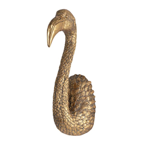 Storied Home Gold Resin Ceramic Decorative Resin Bird Bust Wall Sculpture