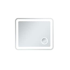 Timeless Home 36 in. W x 30 in. H Modern Metal Framed Magnifying LED Wall Bathroom Vanity Mirror in Glossy White