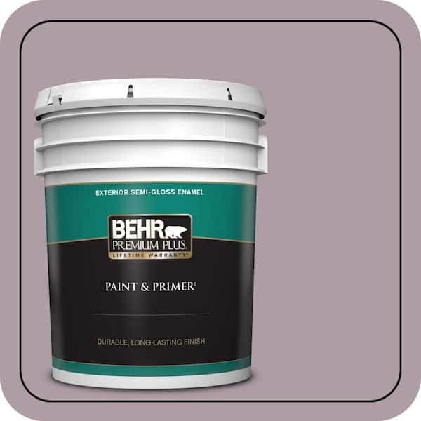 BEHR PREMIUM PLUS 5 gal. #PMD-34 Wild Lilac Semi-Gloss Enamel Exterior Paint & Primer