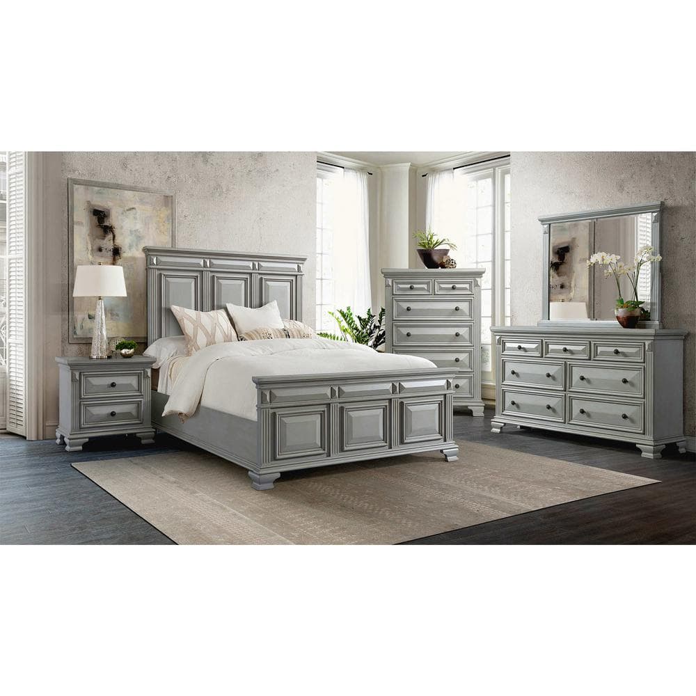 Gray Pine Transitional 6-Drawer Vertical Chest with Felt Lined Drawers