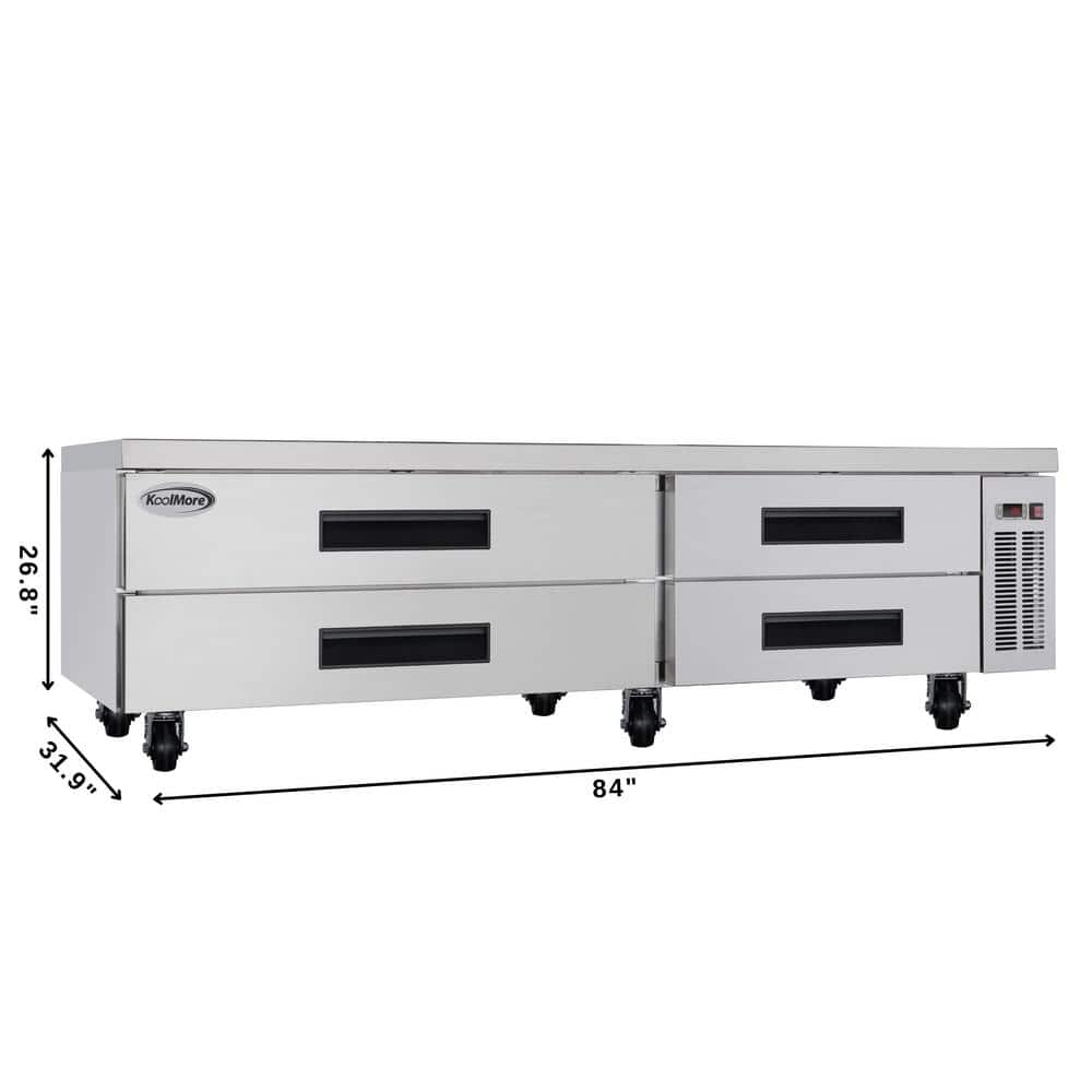 84" Stainless Steel Commercial Chef Base Refrigerator with Smart Features