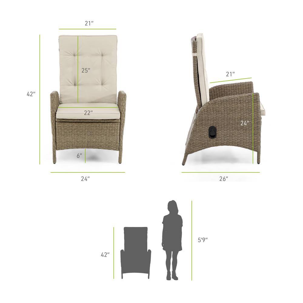 84" Teak and Rattan Outdoor Dining Set with Beige Cushions