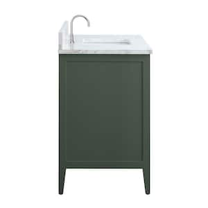 60 in. W x 22 in. D x 34 in. H Single Sink Bathroom Vanity Cabinet in Vintage Green with Engineered Marble Top in White