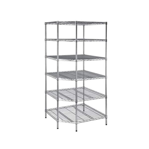 HDX Chrome 6-Tier Heavy Duty Corner Metal Wire Shelving Unit (33 in. W x 72 in. H x 33 in. D)