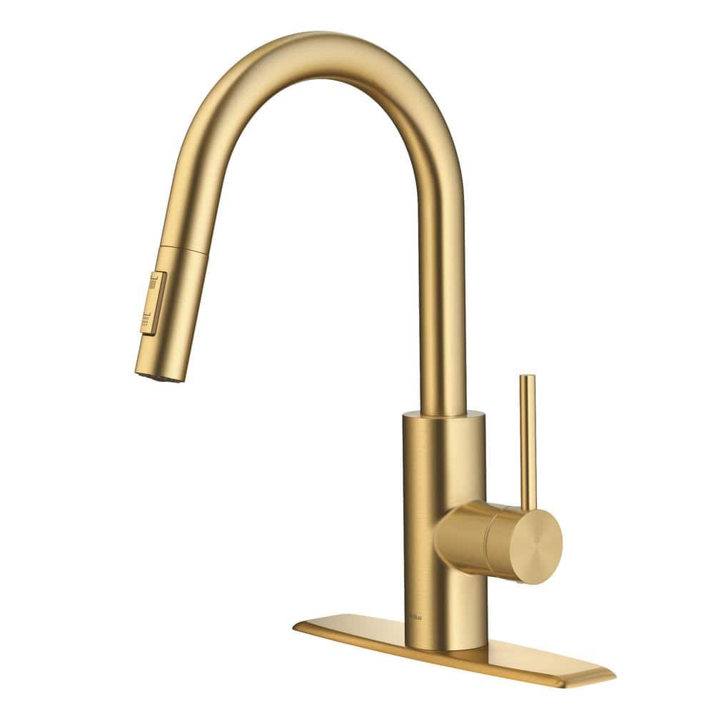 Brushed Brass Single Handle Pull Down Kitchen Faucet