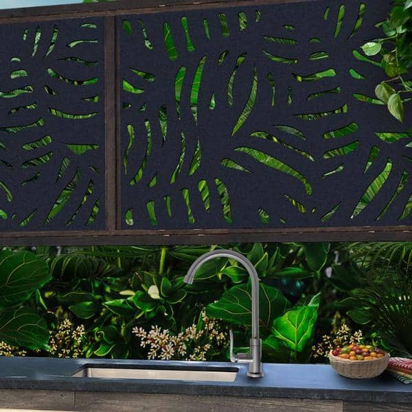 Black Hardwood Composite Decorative Privacy Screen Panel