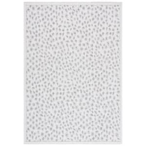 Courtyard Ivory/Gray Doormat 3 ft. x 5 ft. Geometric Cheetah Indoor/Outdoor Patio Area Rug