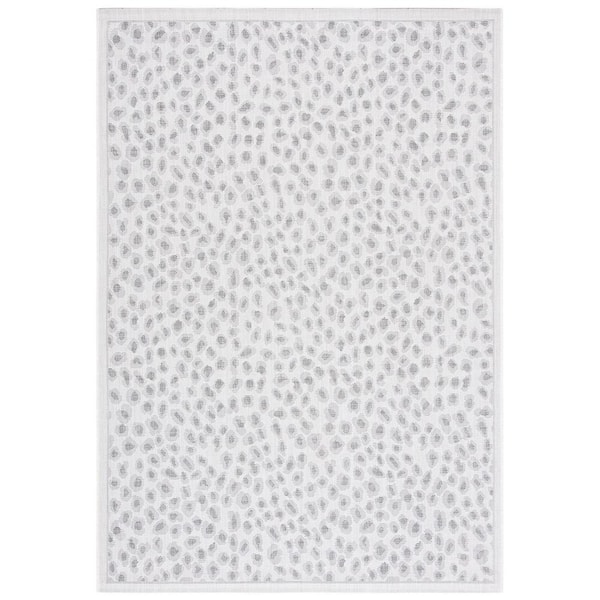 SAFAVIEH Courtyard Ivory/Gray Doormat 3 ft. x 5 ft. Geometric Cheetah Indoor/Outdoor Patio Area Rug