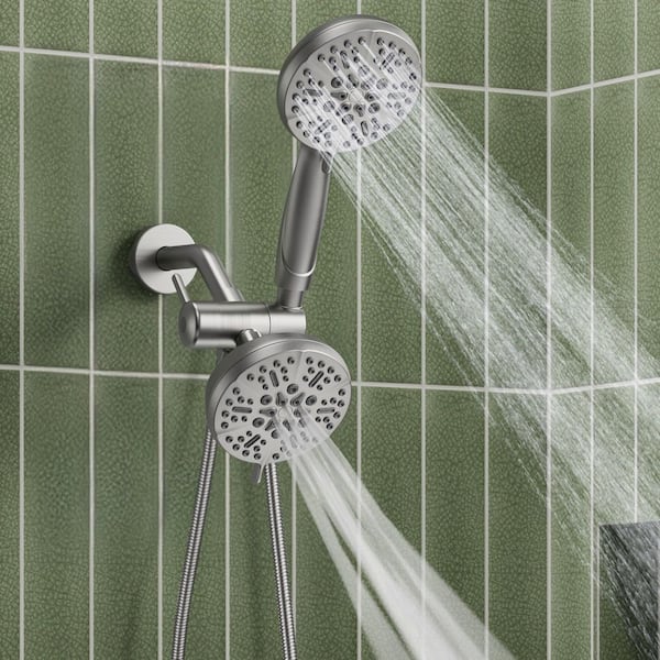 13-Spray 1-Handle Shower Head Hand Shower Combo with Valve 1.8 GPM Tub Faucet in Brushed Nickel