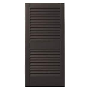 15 in. x 25 in. Open Louvered Polypropylene Shutters Pair in Brown
