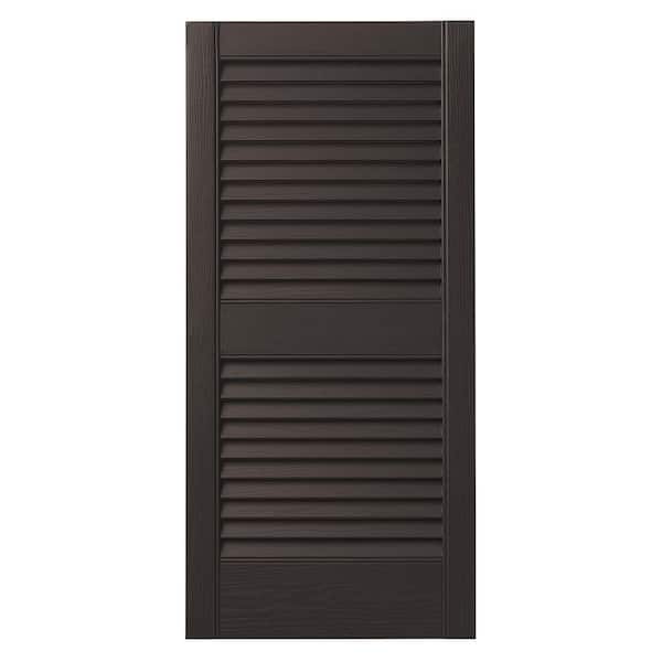 Ply Gem 15 in. x 25 in. Open Louvered Polypropylene Shutters Pair in Brown