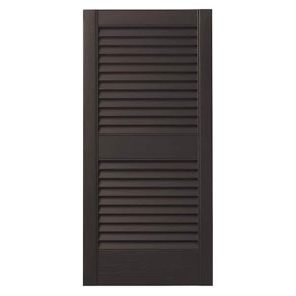 Ply Gem 15 in. x 39 in. Open Louvered Polypropylene Shutters Pair in Brown