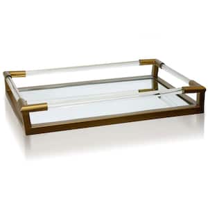 13.25 in. Bamboo Style Rectangle Metal Mirror Gold Decorative Tray  250815-GO - The Home Depot