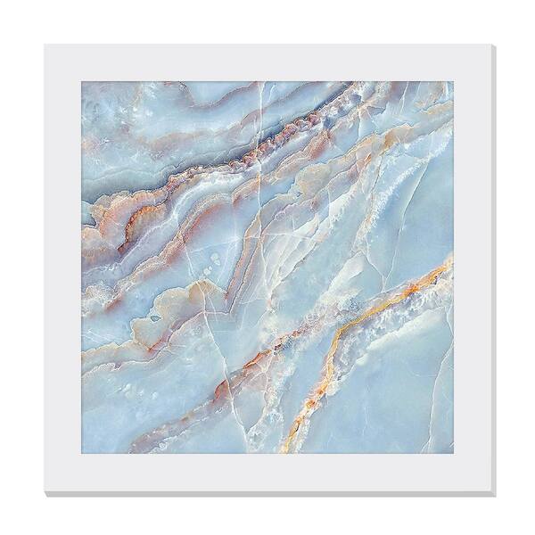 Unbranded Gallery-Grade Timeless Marble White Framed Acrylic Abstract Statement Wall Art 48 in. x 48 in.