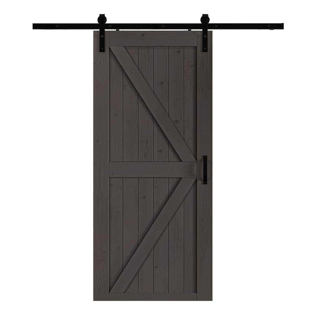 38 in. W. x 84 in. K-Plank Natural Solid Wood Finished Brown Interior Slidi