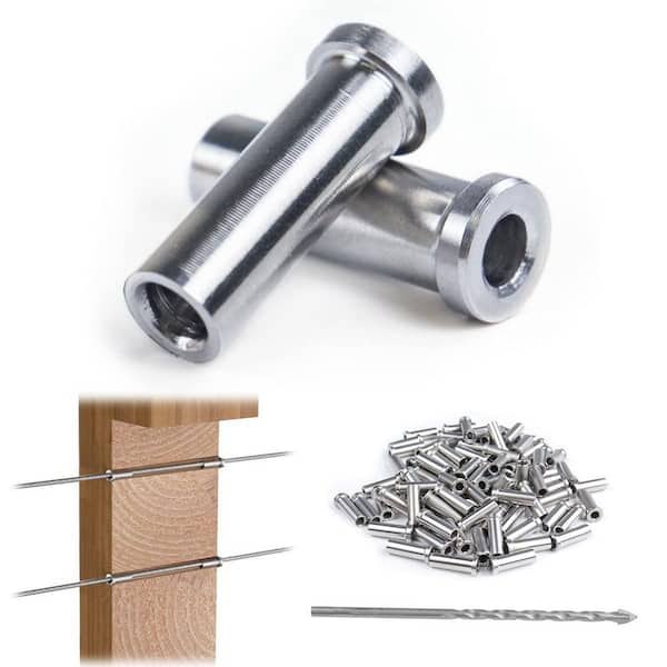 100 Pack 0.125 in. W x 5.55 in. H Cable Railing Protector Sleeves T316 Stainless Steel for Wood Posts