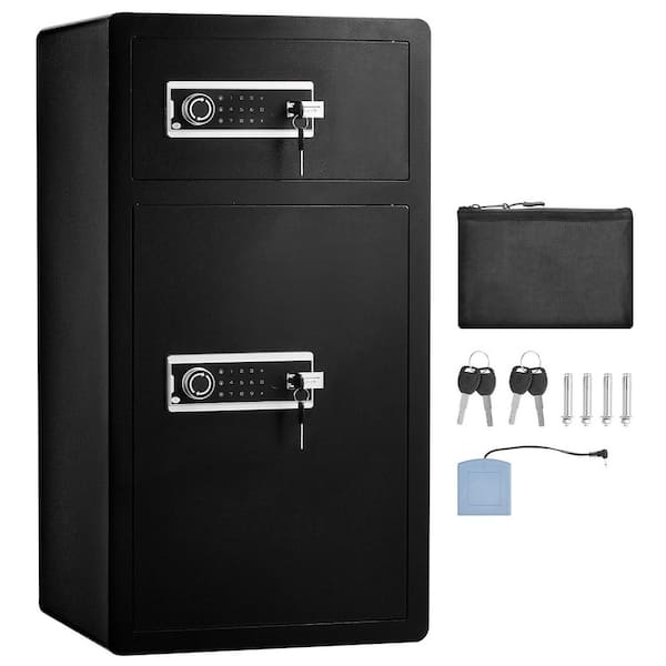 7.2 cu. ft. Double Door Safe Box, Key and Password Lock,Fireproof Bag,2-Adjustable Removable Dividers,Black 2025 Upgrade