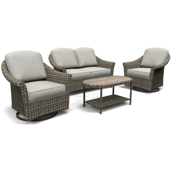 Brooke Mill Brown Wicker Outdoor Patio Loveseat and Coffee Table