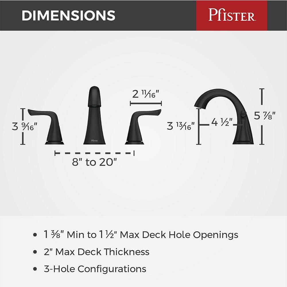 Willa Matte Black Widespread Bathroom Faucet with Drain Assembly