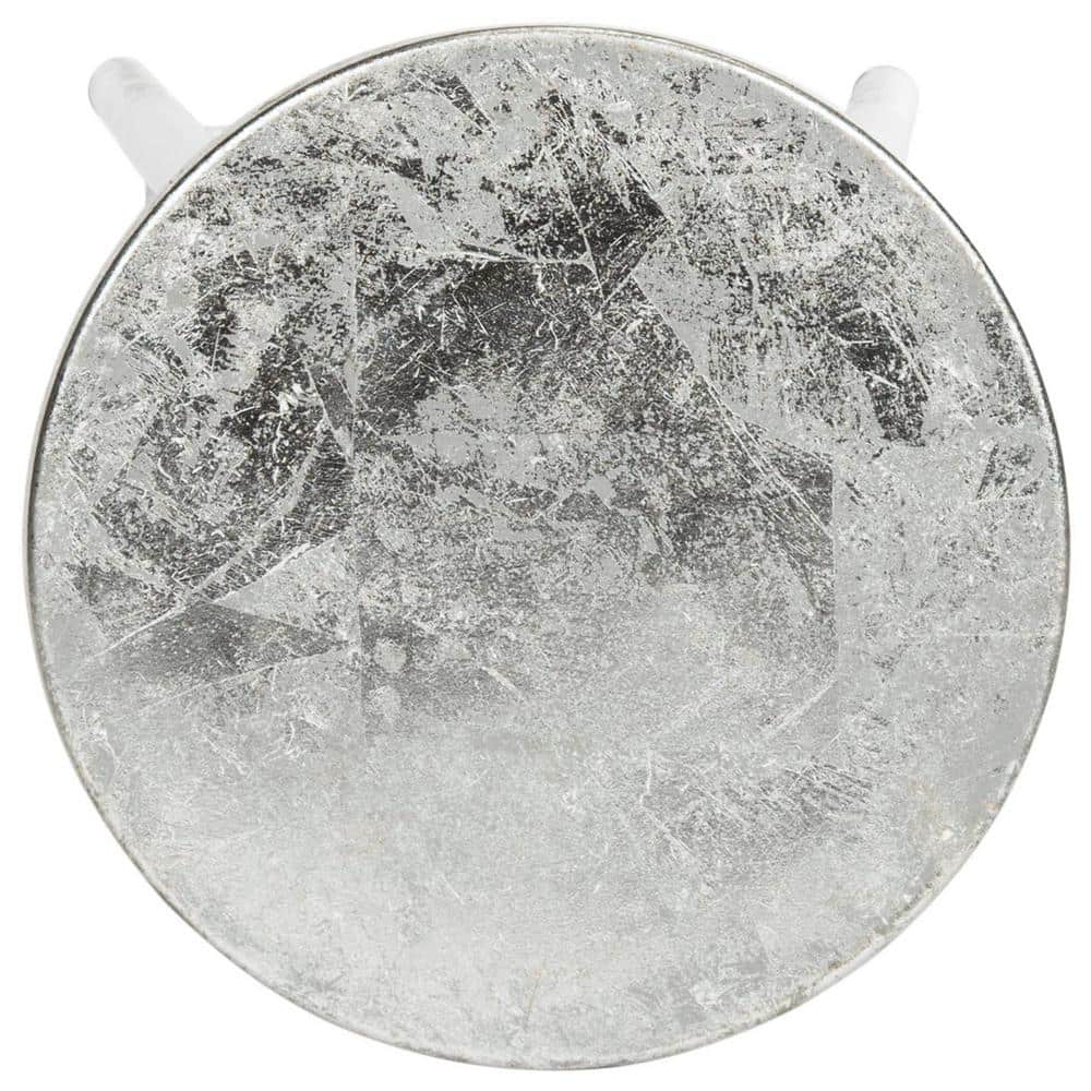 Transitional Silver-Dipped 24" White Metal Counter Stool