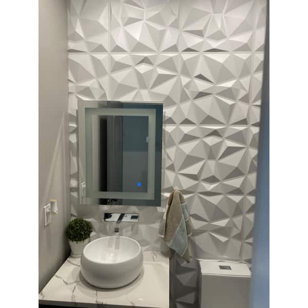 Art3dwallpanels 19.7 in. x 19.7 in. White Marble Diamond Design Textures 3D PVC Wall Panels for Interior Wall Decor (32 Sq. ft./Case)