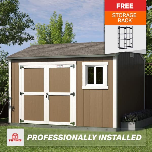 Professionally Installed Tahoe Lakeridge 10 ft x 12 ft Wood Storage Shed with 7 ft. High Sidewall (120 sq. ft.)