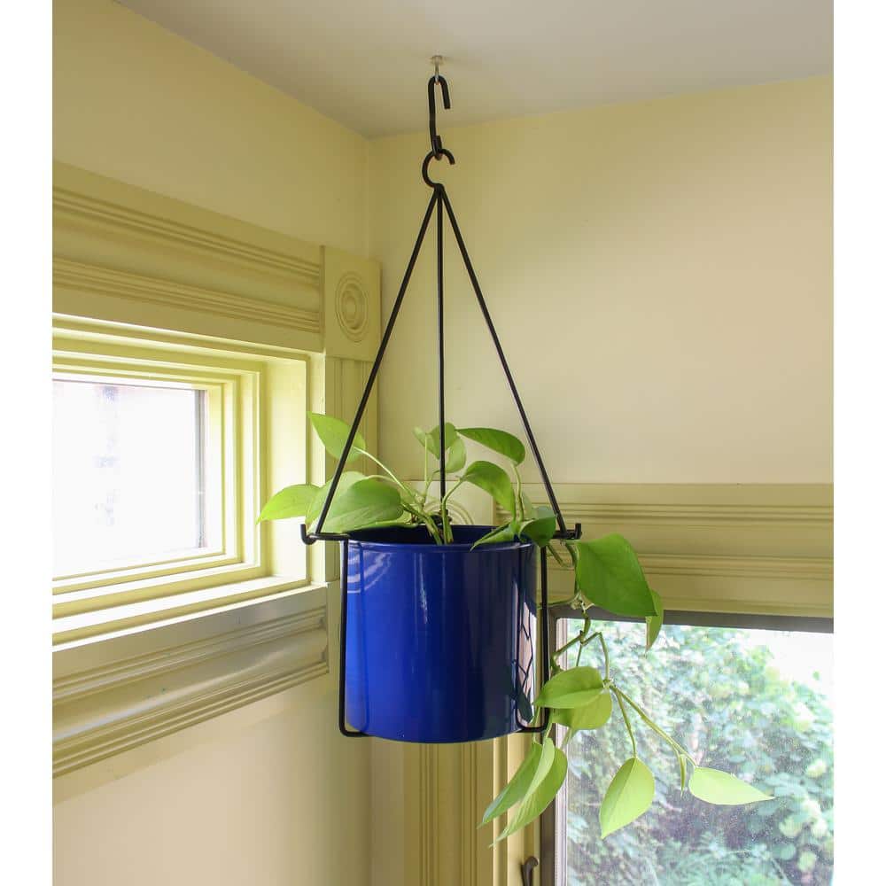 French Blue Modern Metal Hanging Planter for Indoor/Outdoor