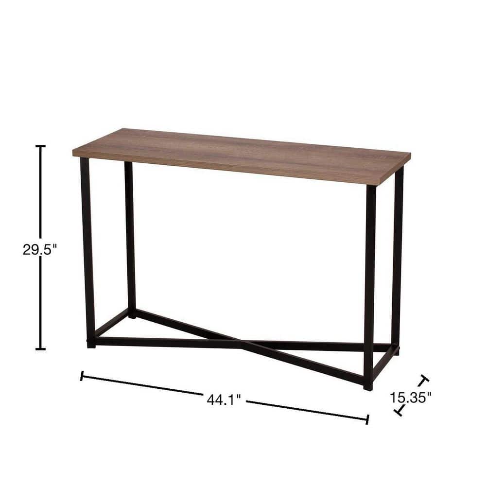 Ashwood and Metal 44" Narrow Console Table with Glass Accent