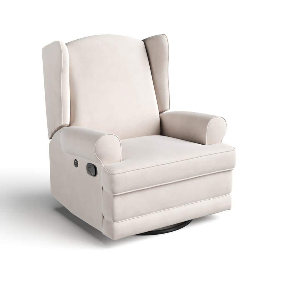 Storkcraft Serenity Ivory Wingback Upholstered Recline Glider -  06510-21A