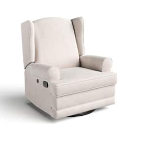 Serenity Ivory Polyester Swivel Glider Recliner with Rocking