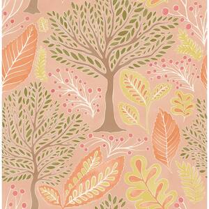 Kiah Pink Forest Matte Non-Pasted Non-Woven Wallpaper Sample