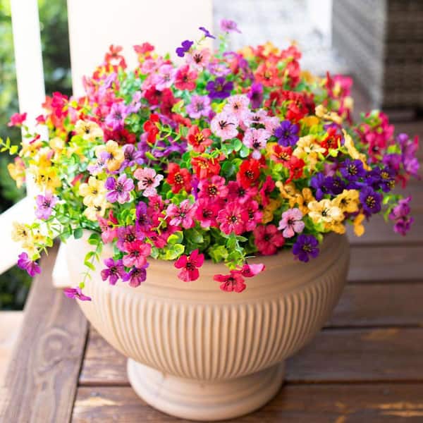 12 Bundles 13.8 in. Multi-Colored Artificial Faux Flowers Silk