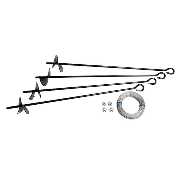 Arrow Auger Anchor Kit (set of 4 Anchors and 4 Clamps) with Steel Construction and Strong Wind Design