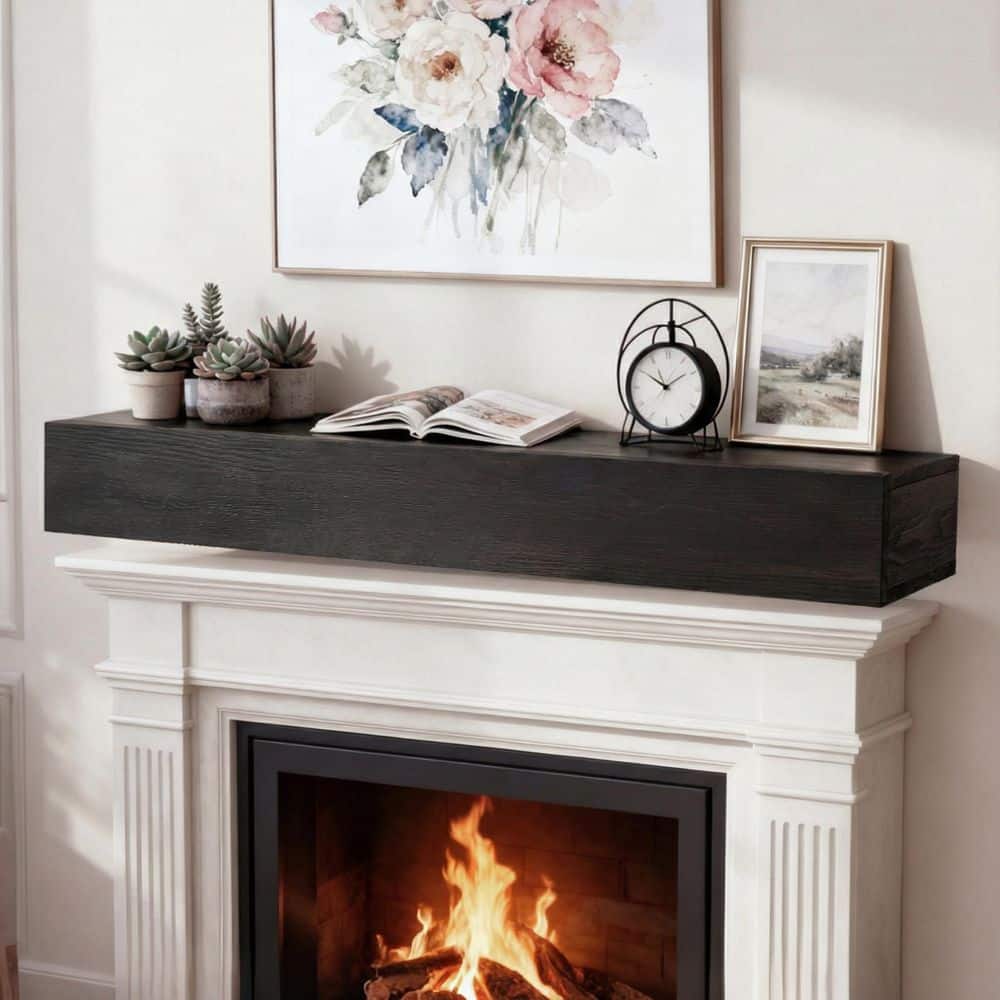 9 in. W x 6 in. H x 72 in. D Wood Rectangle Shelf Wall-Mounted & Floating in Black price history on PriceWatchPro