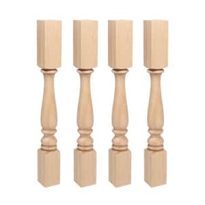35.25 in. x 3.75 in. Unfinished Solid North American Hard Maple Plain Full Round Kitchen Island Leg (4-Pack)