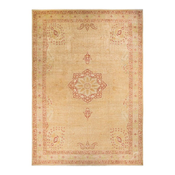 Mogul Yellow 12 ft. x 18 ft. Oriental Wool Indoor Area Rug