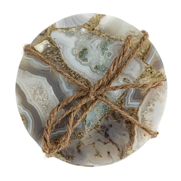 Storied Home 4 in. Multicolor Round Agate Coasters (Set of 4
