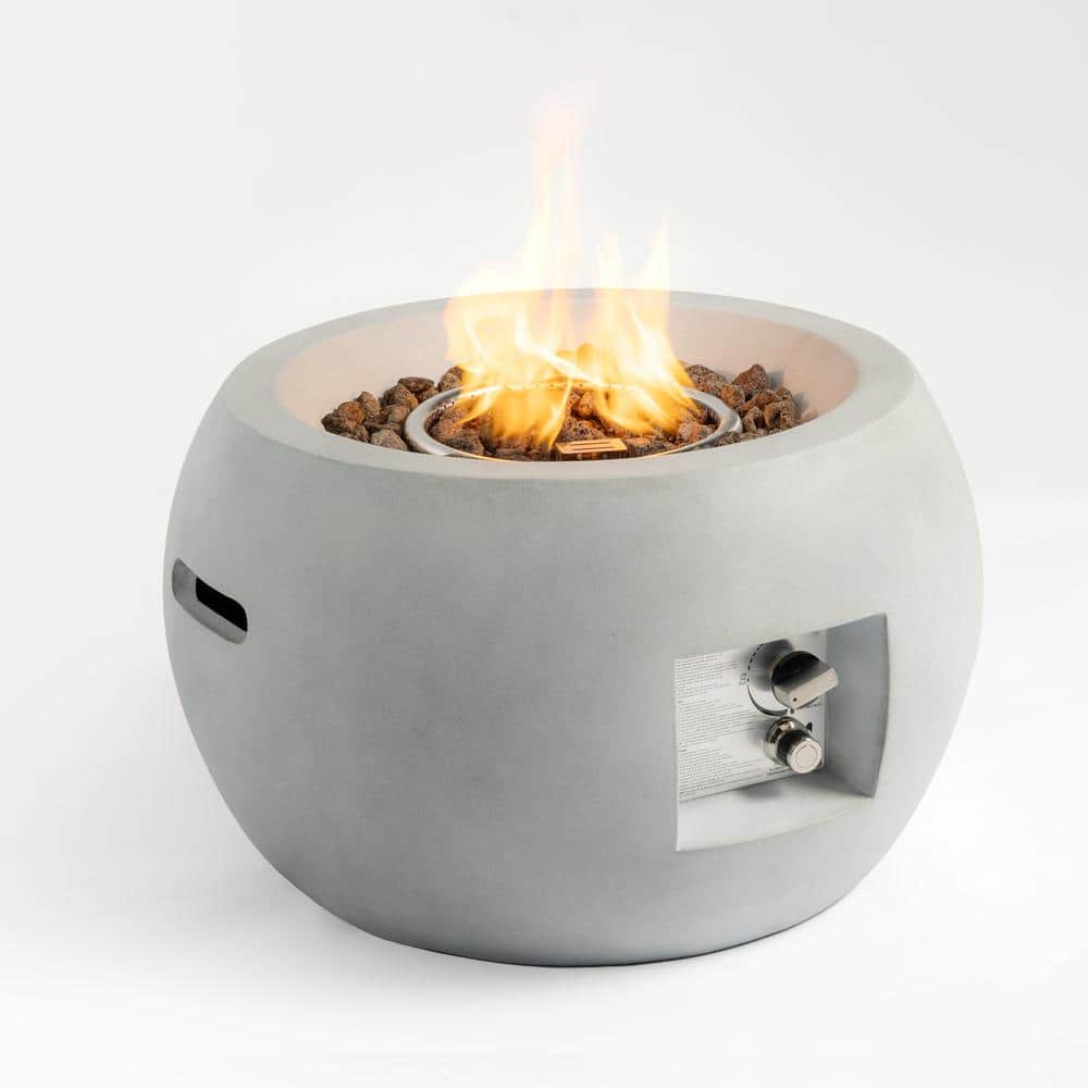 24 in. 40000 BTU Light Gray Round Propane Outdoor Fire Pit Table with waterproof cover for Patio price history on PriceWatchPro